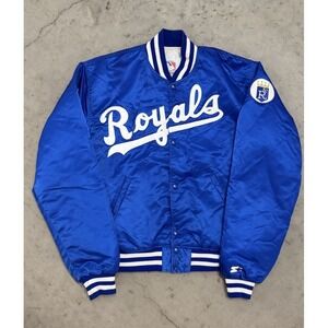 Vintage 90s Kansas City Royals MLB Satin Starter Bomber Jacket Sz Large